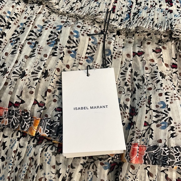 Isabel Marant Womens Akota Printed Silk Mini Skirt US 6 / FR 38 Ecru Floral NWT - Picture 9 of 9